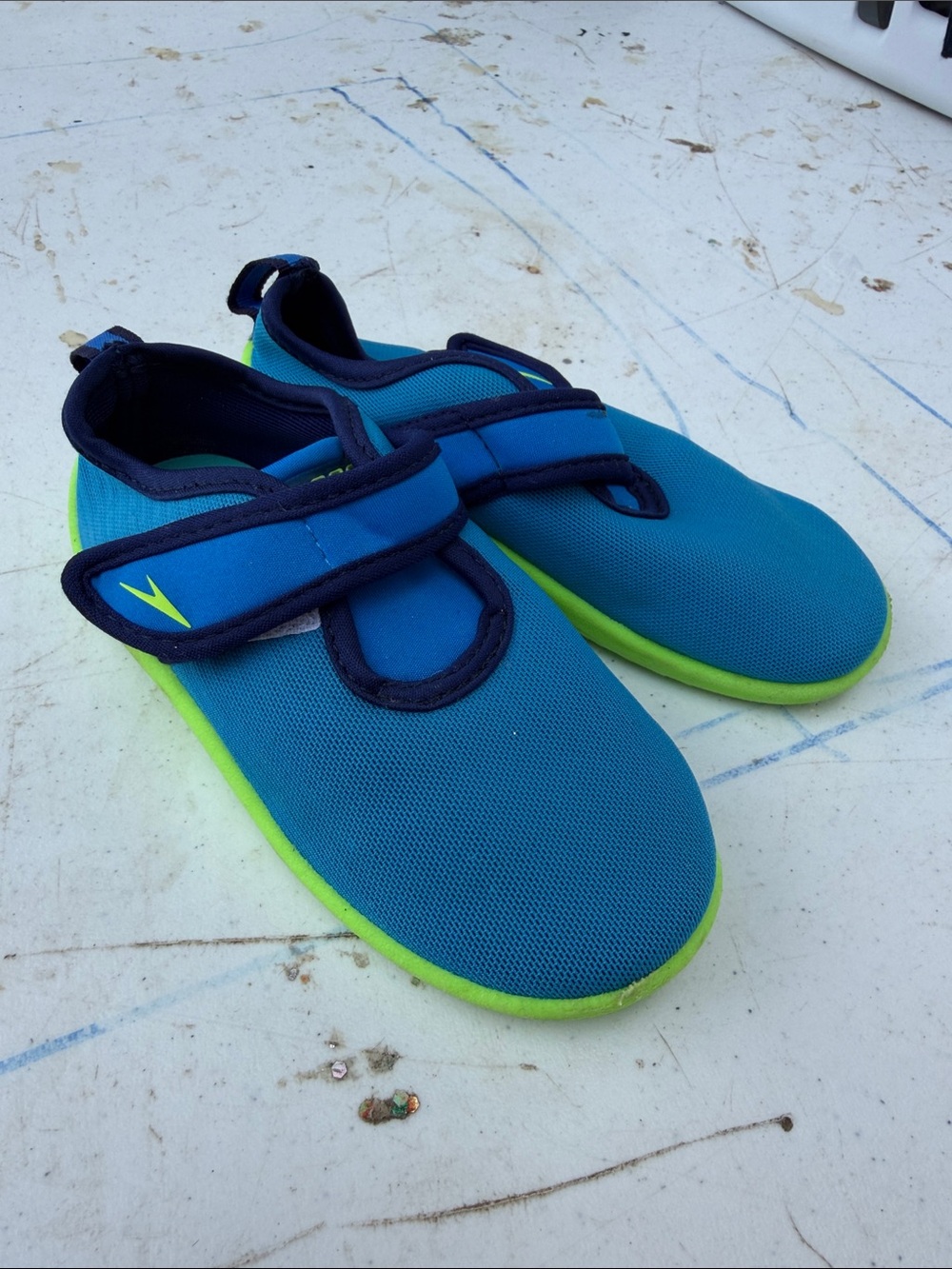 Speedo Blue & Neon Green Kids Water Socks with Navy Trim